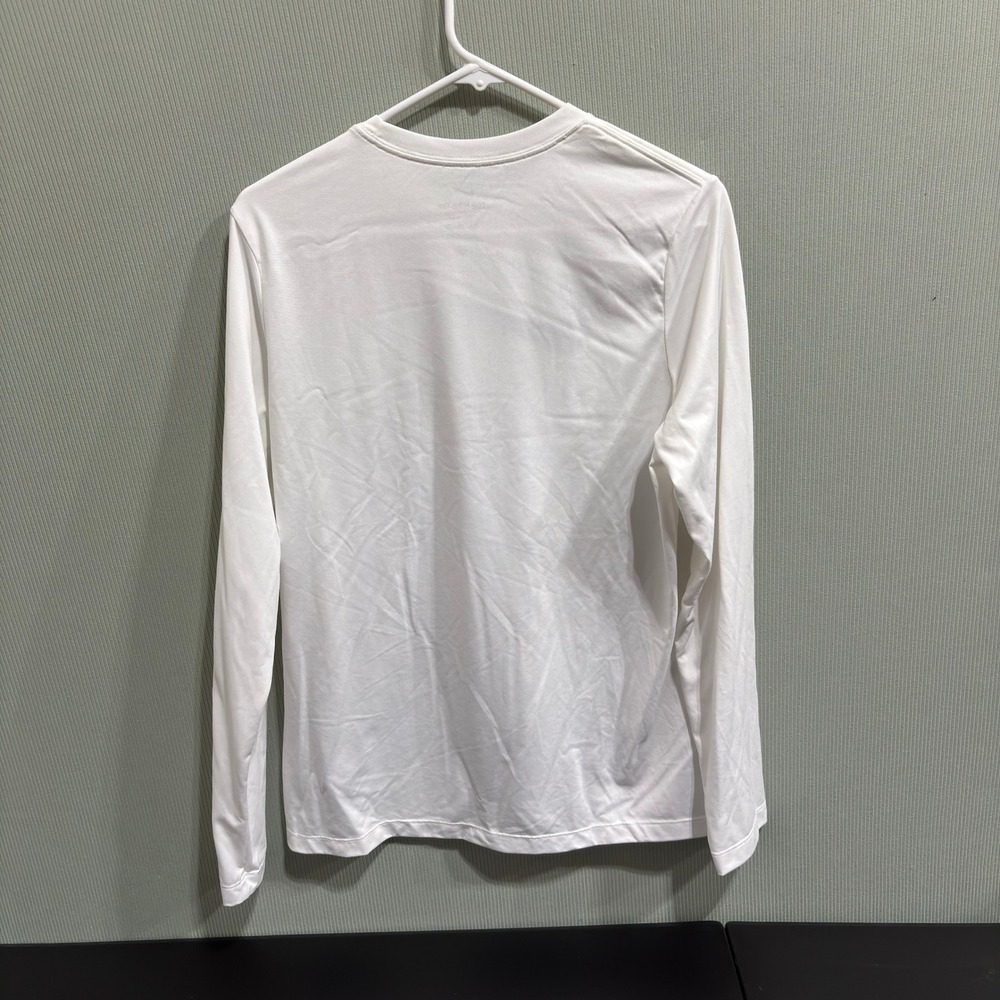 Nike Dri FIT Long Sleeve Athletic Shirt White Black Swoosh Men's XL+ - Picture 2 of 9